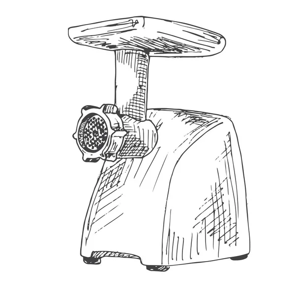 Κρεατομηχανή που απομονώνονται σε λευκό φόντο. Vector εικονογράφηση ενός στυλ σκίτσο. — Διανυσματικό Αρχείο