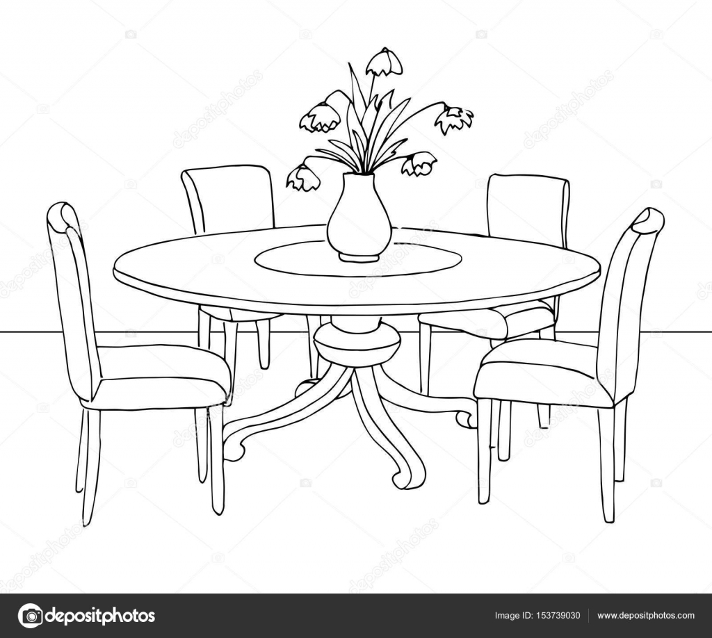 wooden table line art  Clipart black and white, Table, Line art