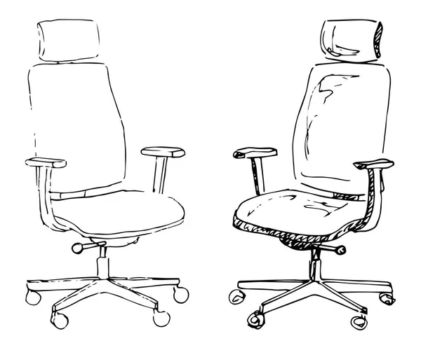 Установить офисные стулья изолированы на белом фоне. Рисунок различных стульев. — стоковый вектор