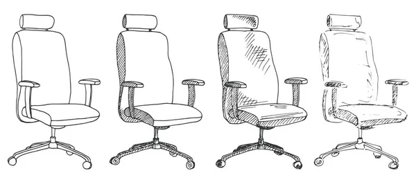 Установить офисные стулья изолированы на белом фоне. Рисунок различных стульев. — стоковый вектор