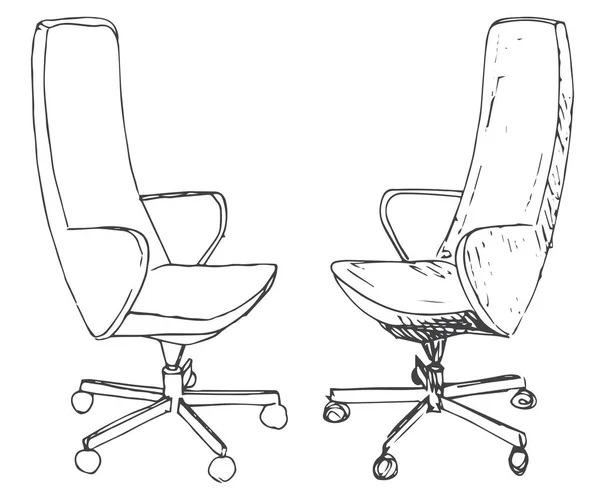 Stel bureaustoelen geïsoleerd op witte achtergrond. Schets verschillende stoelen.Vector illustratie — Stockvector
