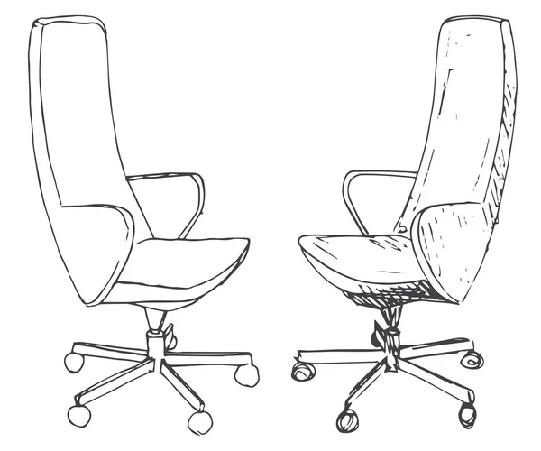 사무실 의자를 흰 배경에 따로 놓으라. 다른 위원장을 스케치합니다. 벡터 일러스트 — 스톡 벡터