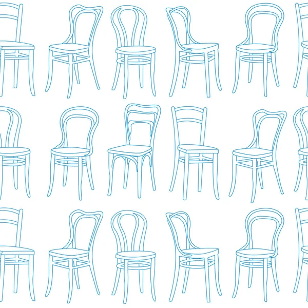 Бесшовный узор со стульями в стиле модерн. Векторная иллюстрация в линейном стиле . — стоковый вектор