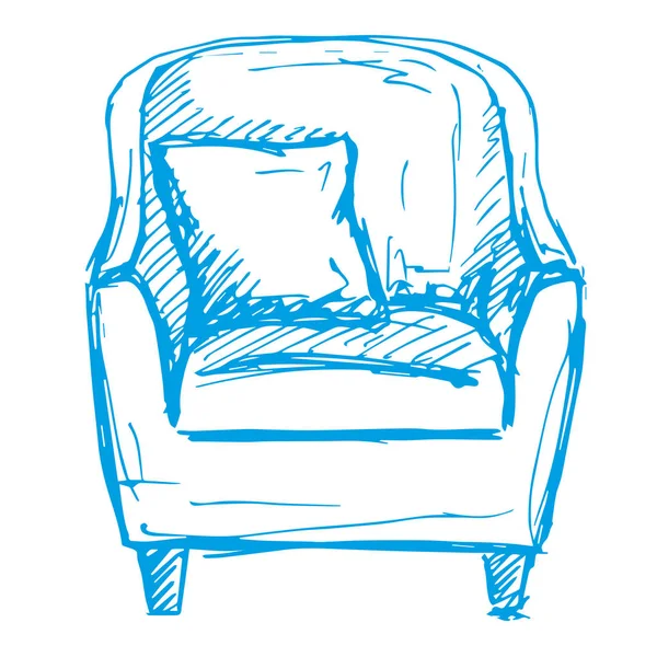 Croquis d'un fauteuil avec un oreiller. Illustration vectorielle dans un style de croquis . — Image vectorielle