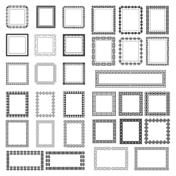 Big set of different ornamental frames isolated on white background. — Stock Vector