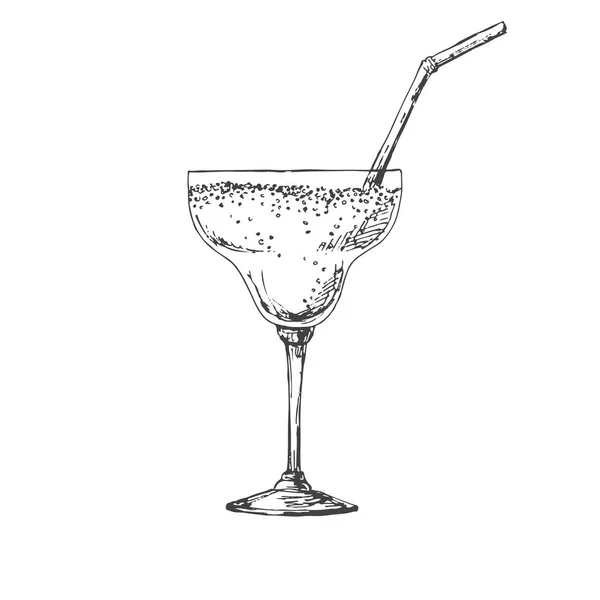 Cóctel dibujado a mano aislado sobre fondo blanco. Ilustración vectorial de un estilo de boceto . — Archivo Imágenes Vectoriales