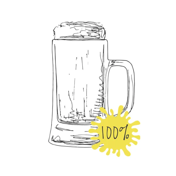 Ręcznie rysowane kubek piwa na białym tle. Ilustracja wektorowa styl szkic. — Wektor stockowy