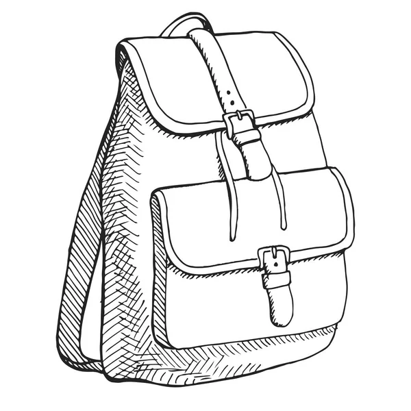 Boceto de una mochila. Mochila aislada sobre fondo blanco. Vec — Archivo Imágenes Vectoriales