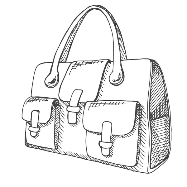バッグは、白い背景で隔離の女性、男性、男女兼用。スケッチ スタイルのベクトル イラスト. — ストックベクタ
