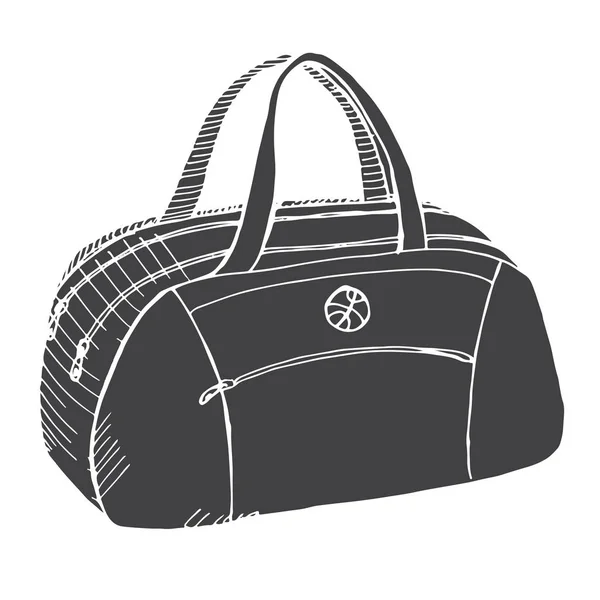 Bolsa femenina, masculina, unisex aislada sobre fondo blanco. Ilustración vectorial de un estilo de boceto . — Archivo Imágenes Vectoriales