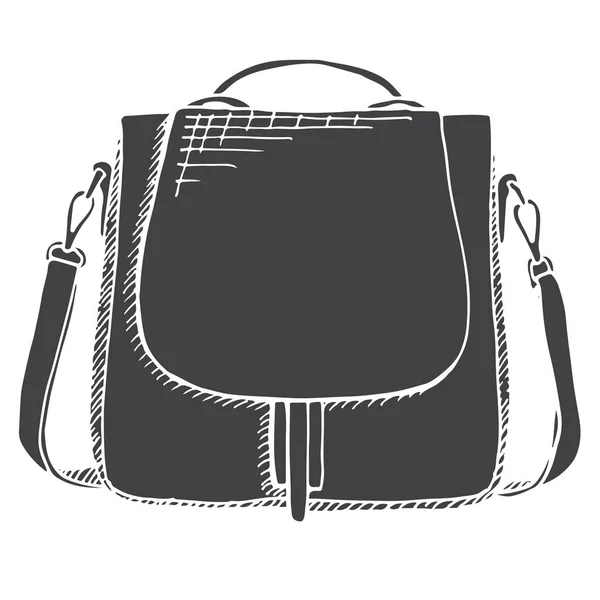 Bolsa femenina, masculina, unisex aislada sobre fondo blanco. Ilustración vectorial de un estilo de boceto . — Archivo Imágenes Vectoriales