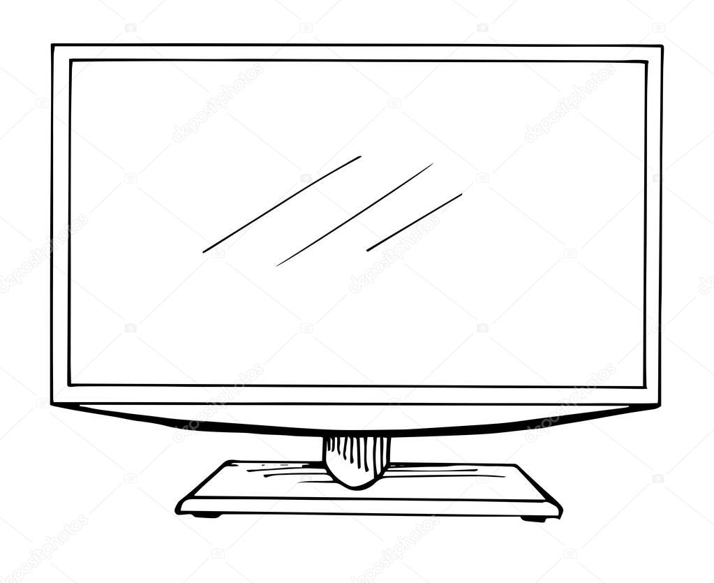 Skizze-Tv isoliert auf einem weißen Hintergrund. Überwachen. Vektor