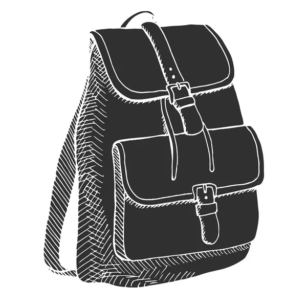 Skiss av en ryggsäck. Ryggsäck isolerad på vit bakgrund. Vektorillustration av en skiss stil. — Stock vektor
