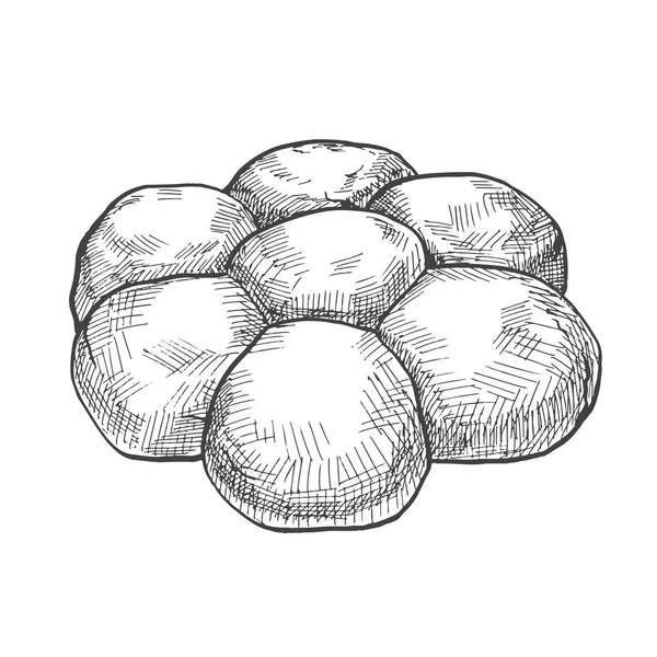 Petits pains frais isolés sur fond blanc. Illustration vectorielle d'un style de croquis . — Image vectorielle