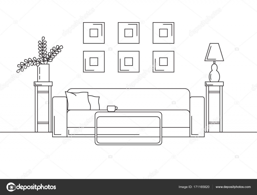 Canapé Table Vase Avec Des Fleurs Table De Chevet Lampe
