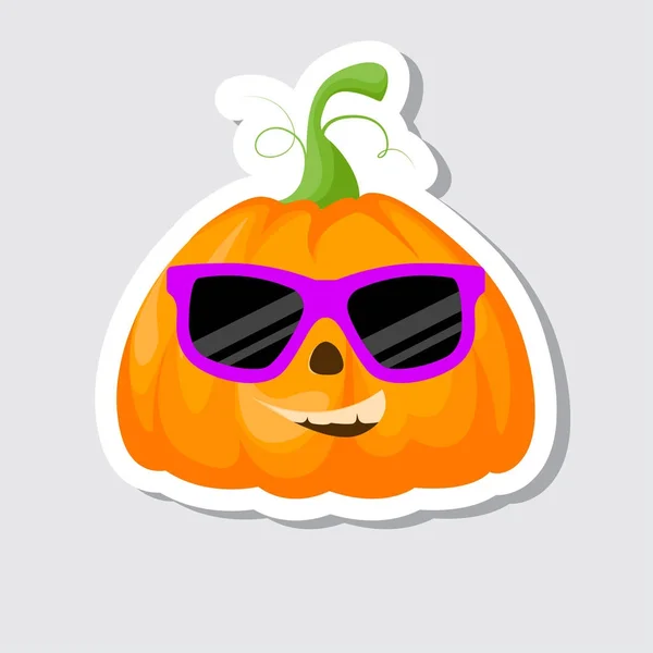 ステッカー ハロウィンかぼちゃ。幸せなハロウィーンのベクトル図. — ストックベクタ