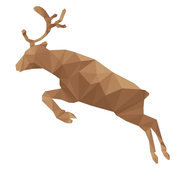 Cerf stylisé isolé sur fond blanc. Fabriqué dans un style bas poly triangulaire. Vecteur . — Image vectorielle