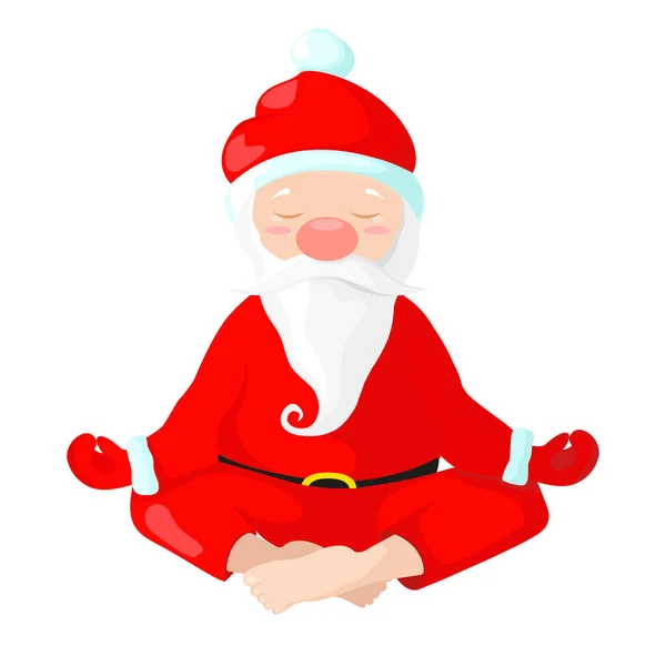 Kerstman Zit Een Lotus Positie Santa Claus Betrokken Bij Yoga — Stockvector