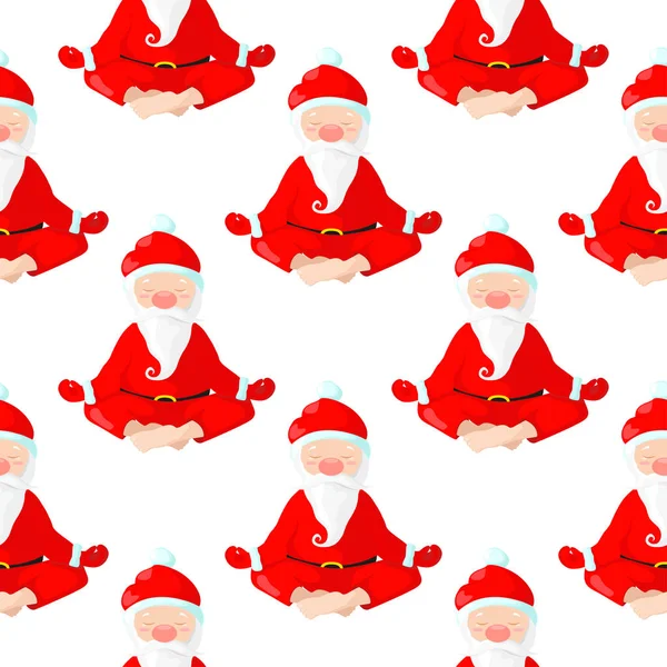 Santa Claus Κάθεται Ένα Λωτού Santa Claus Ασχολείται Την Γιόγκα — Διανυσματικό Αρχείο