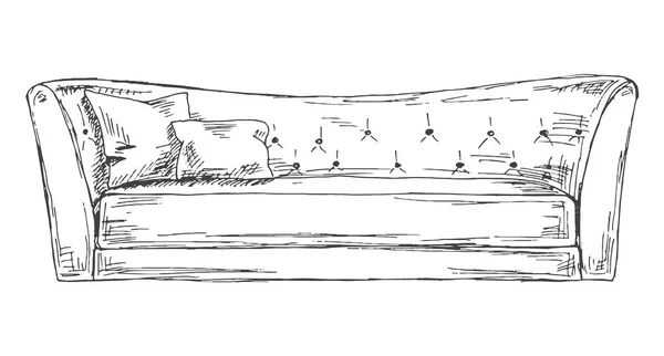 Canapé isolé sur fond blanc. Illustration vectorielle dans un style de croquis . — Image vectorielle