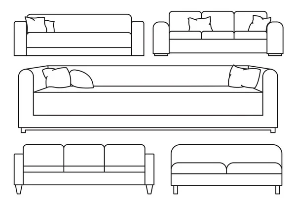 Conjunto de esboços móveis isolados. Ilustração vetorial em estilo linear . — Vetor de Stock