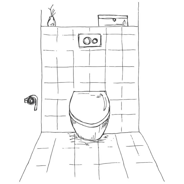 Hand getrokken schets. Lineaire schets van een interieur. Onderdeel van de badkamer. Vectorillustratie — Stockvector