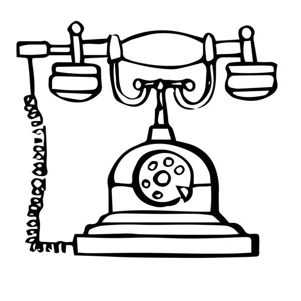 Ретро-телефон изолирован на белом фоне. Векторная иллюстрация — стоковый вектор