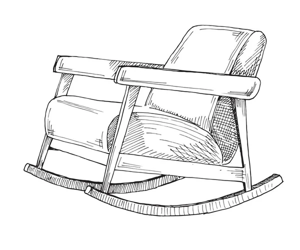 Sedia a dondolo isolata su sfondo bianco. Disegna una sedia comoda. Illustrazione vettoriale — Vettoriale Stock