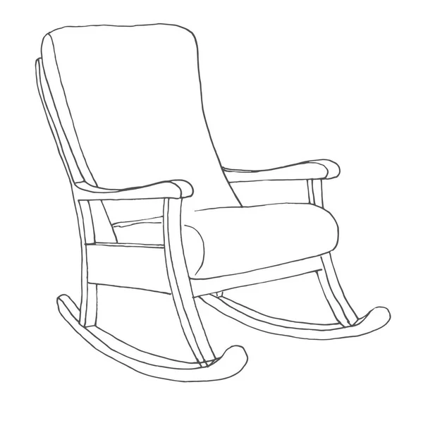 Sedia a dondolo isolata su sfondo bianco. Disegna una sedia comoda. Illustrazione vettoriale . — Vettoriale Stock