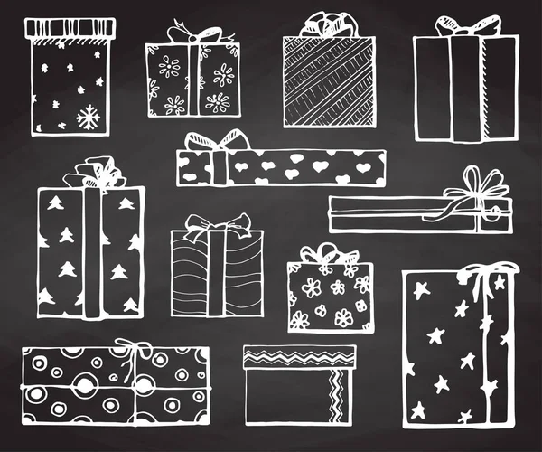 Hand drawing vector set with gifts. Gifts for different holidays. — Stock Vector
