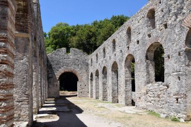 Ruins of church in Buthrotum, ancient city in south Albania. Butrint - UNESCO World Heritage. clipart
