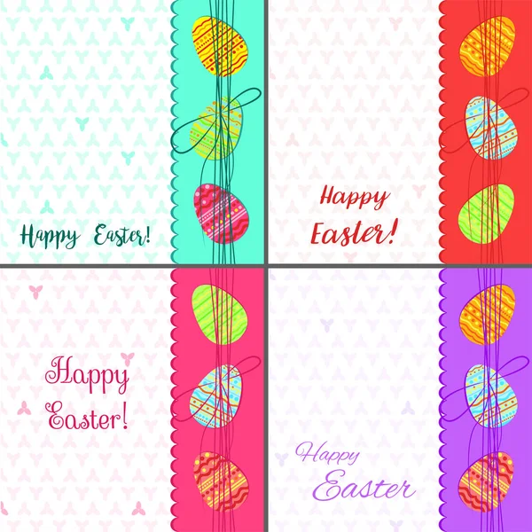 Collection Colorful Easter Card Three Easter Eggs Vector Illustration — Stock Vector