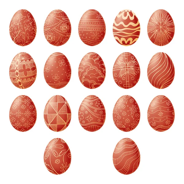 Oeufs de Pâques isolés sur fond blanc. Main dessiner une Pâques sy — Image vectorielle