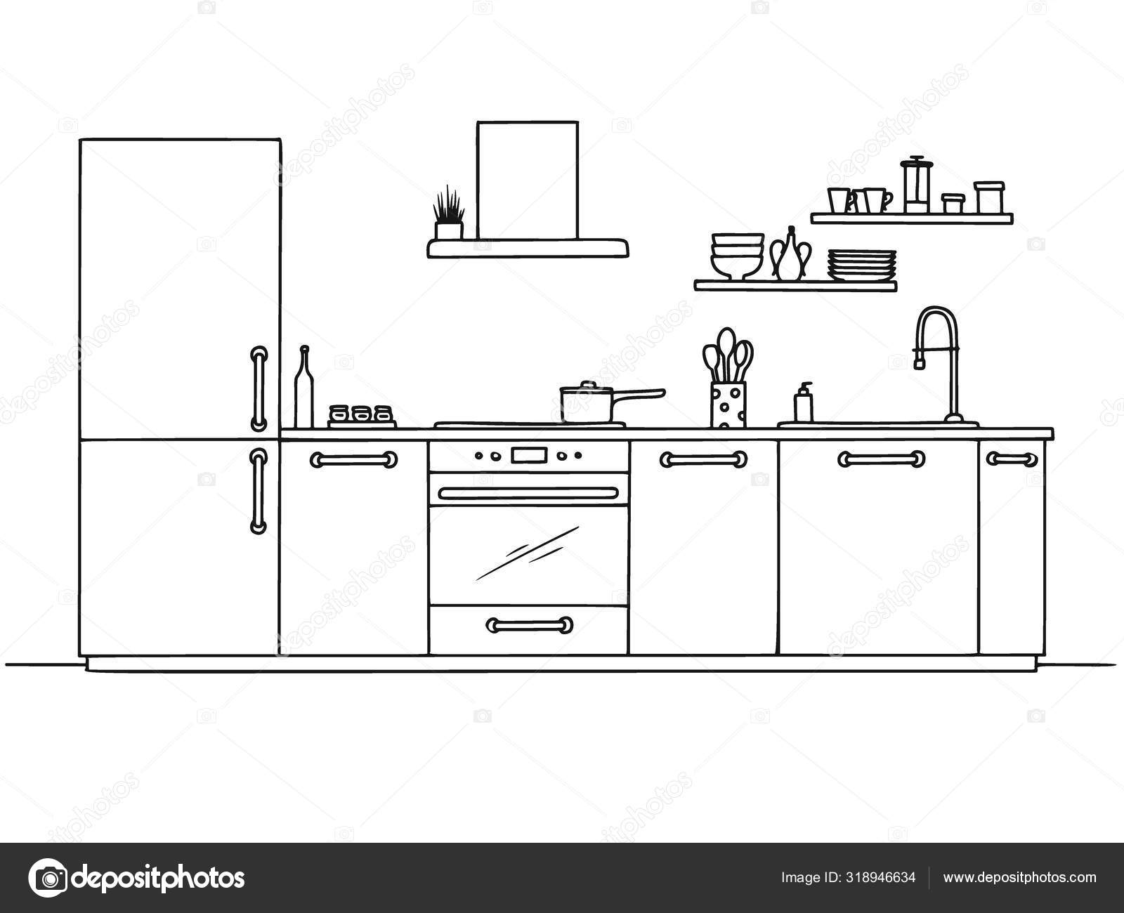 Doodle Kitchen Set Hand Draw Stock Vector - Illustration of cutlery, cilp:  90009902