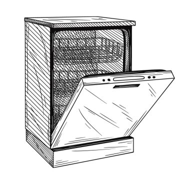 Bulaşıkçı beyaz arka planda izole edilmiş. Vektör illüstrasyonu