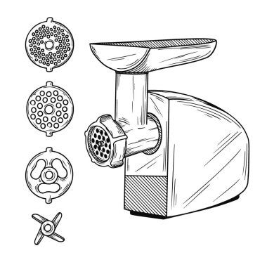 Beyaz arka planda çizim öğütücü. Vektör illüstrasyonu