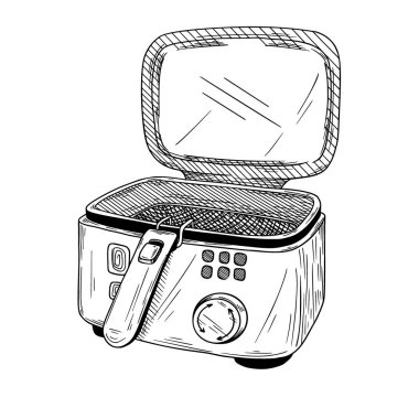 Beyaz arka planda izole edilmiş gerçekçi fritöz. Vektör