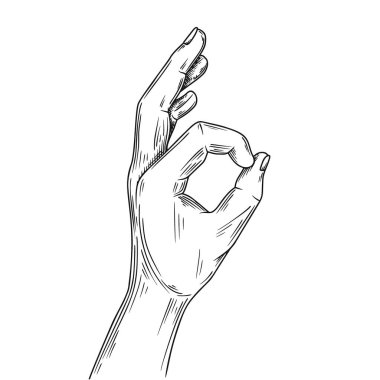 El hareketi tamam. Çizim tarzında illüstrasyon. El çizimi vektör