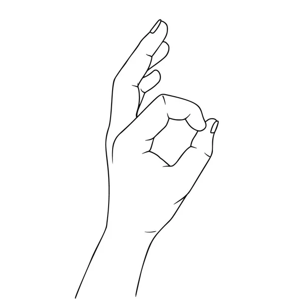 Bon geste de la main. Illustration sous forme de croquis. illustrations vectorielles dessinées à la main — Image vectorielle