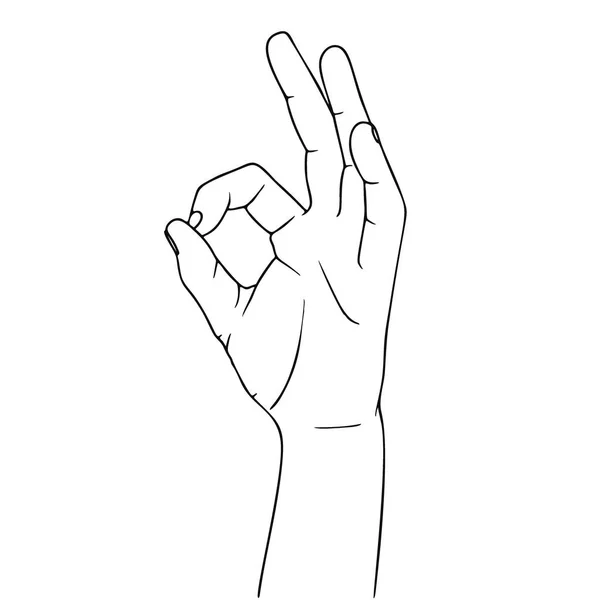 Um gesto de mão está bem. Ilustração em estilo esboço. Ilustrações vetoriais desenhadas à mão — Vetor de Stock