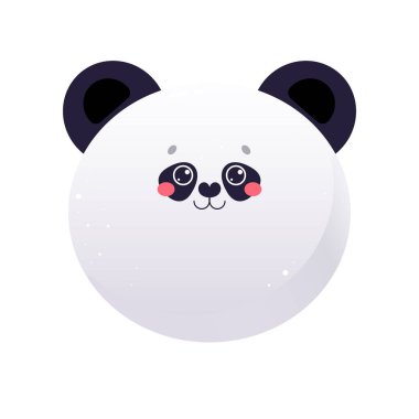 Tatlı Kawaii Panda, Ayı. Beyaz arka planda izole edilmiş bir hayvan. Vektör illüstrasyonu
