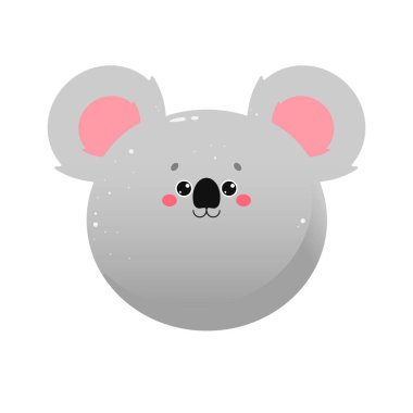 Şirin Kawaii Koala, Koala Ayısı. Beyaz arka planda izole edilmiş bir hayvan. Vektör illüstrasyonu