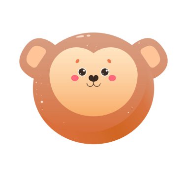 Şirin Kawaii Maymunu. Beyaz arka planda izole edilmiş bir hayvan. Vektör illüstrasyonu