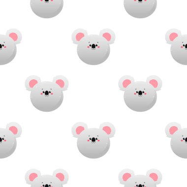 Şirin Kawaii Koala, Koala Ayısı. Hayvani, pürüzsüz desen. Vektör illüstrasyonu