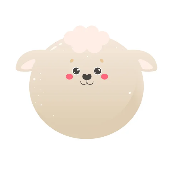 Cute Kawaii Sheep Lamb Animal Isolated White Background Vector Illustration — Stock Vector