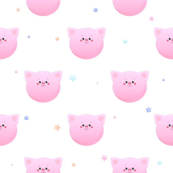 かわいいかわいい豚ピグレット 動物のシームレスなパターン ベクターイラスト — ストックベクタ