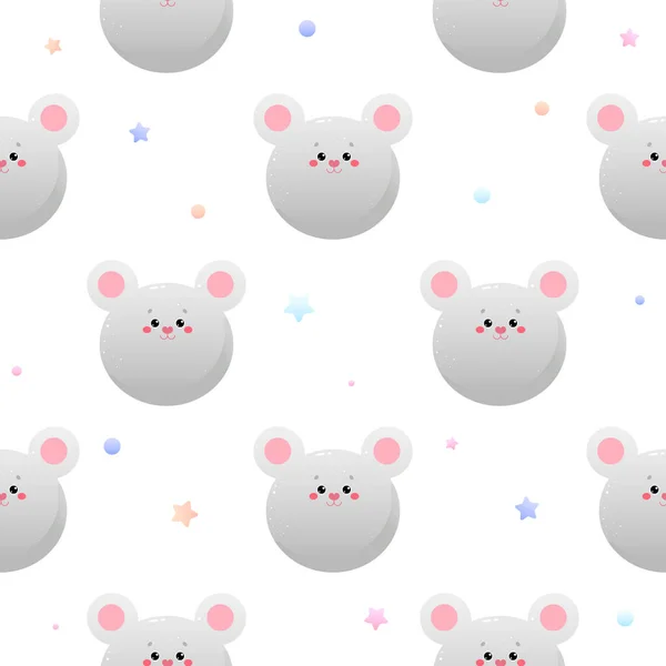 かわいいかわいいマウス ラット 動物のシームレスなパターン ベクターイラスト — ストックベクタ