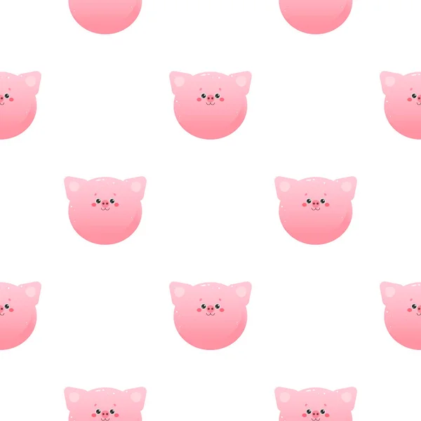 かわいいかわいい豚ピグレット 動物のシームレスなパターン ベクターイラスト — ストックベクタ