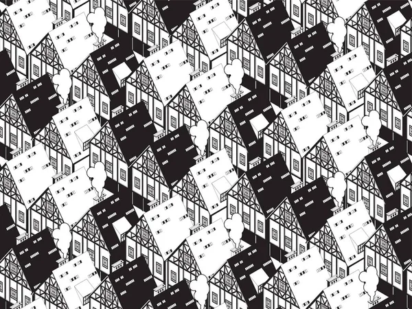 Avrupa'nın eski tarihi binalar ile Seamless modeli. Düz stil vektör çizim.