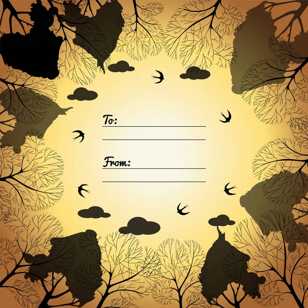 Ağaçlar ve kuşlar ile evrensel kartı.